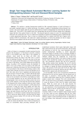 Single Test Image-Based Automated Machine Learning System for
  Distinguishing between Trait and Diseased Blood Samples