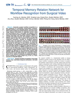 Temporal Memory Relation Network for Workflow Recognition from Surgical
  Video
