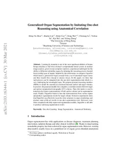 Generalized Organ Segmentation by Imitating One-shot Reasoning using
  Anatomical Correlation