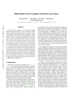 Differentiable Network Adaption with Elastic Search Space