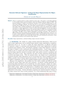 Harmonic Beltrami Signature: A Novel 2D Shape Representation for Object
  Classification