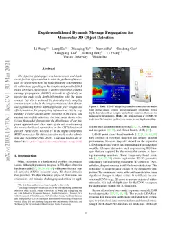 Depth-conditioned Dynamic Message Propagation for Monocular 3D Object
  Detection