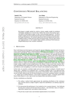 Continuous Weight Balancing