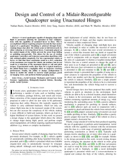 Design and Control of a Midair-Reconfigurable Quadcopter using
  Unactuated Hinges