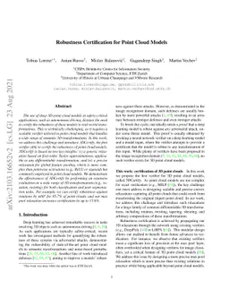 Robustness Certification for Point Cloud Models