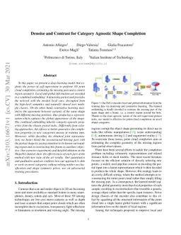 Denoise and Contrast for Category Agnostic Shape Completion