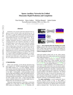 Sparse Auxiliary Networks for Unified Monocular Depth Prediction and
  Completion