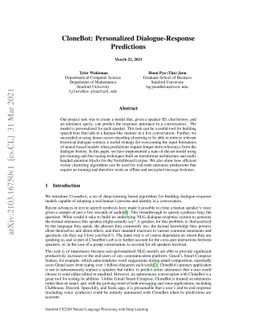 CloneBot: Personalized Dialogue-Response Predictions