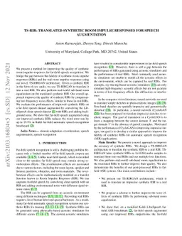 TS-RIR: Translated synthetic room impulse responses for speech
  augmentation