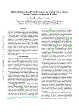 Limited Data Emotional Voice Conversion Leveraging Text-to-Speech:
  Two-stage Sequence-to-Sequence Training