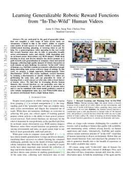 Learning Generalizable Robotic Reward Functions from "In-The-Wild" Human
  Videos