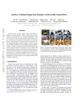 ArtFlow: Unbiased Image Style Transfer via Reversible Neural Flows