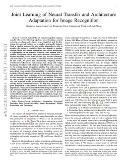 Joint Learning of Neural Transfer and Architecture Adaptation for Image
  Recognition