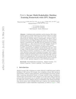 Perun: Secure Multi-Stakeholder Machine Learning Framework with GPU
  Support