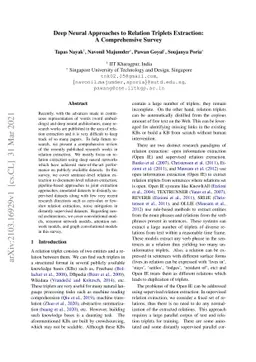 Deep Neural Approaches to Relation Triplets Extraction: A Comprehensive
  Survey