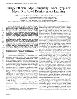 Energy Efficient Edge Computing: When Lyapunov Meets Distributed
  Reinforcement Learning