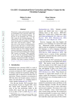 UA-GEC: Grammatical Error Correction and Fluency Corpus for the
  Ukrainian Language