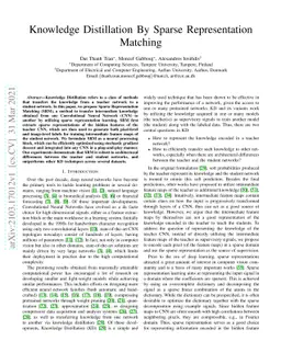 Knowledge Distillation By Sparse Representation Matching