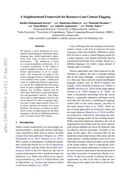 A Neighbourhood Framework for Resource-Lean Content Flagging