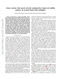 Linear systems with neural network nonlinearities: Improved stability
  analysis via acausal Zames-Falb multipliers