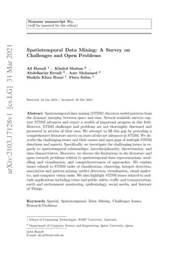 Spatiotemporal Data Mining: A Survey on Challenges and Open Problems