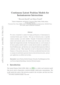 Continuous Latent Position Models for Instantaneous Interactions