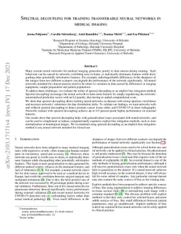 Spectral decoupling allows training transferable neural networks in
  medical imaging