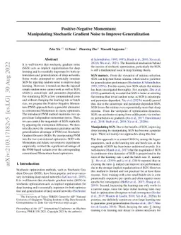 Positive-Negative Momentum: Manipulating Stochastic Gradient Noise to
  Improve Generalization