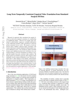 Long-Term Temporally Consistent Unpaired Video Translation from
  Simulated Surgical 3D Data