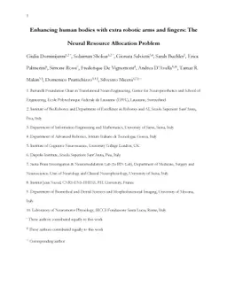 Enhancing human bodies with extra robotic arms and fingers: The Neural
  Resource Allocation Problem