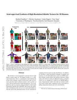 Semi-supervised Synthesis of High-Resolution Editable Textures for 3D
  Humans