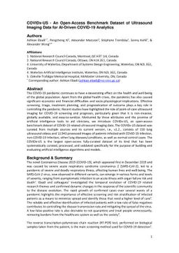 COVIDx-US -- An open-access benchmark dataset of ultrasound imaging data
  for AI-driven COVID-19 analytics