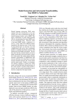Model Extraction and Adversarial Transferability, Your BERT is
  Vulnerable!