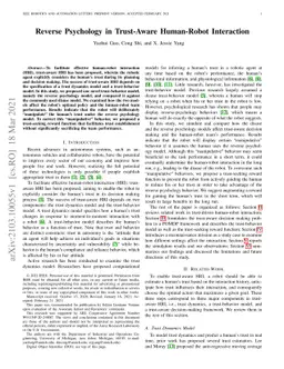 Reverse Psychology in Trust-Aware Human-Robot Interaction