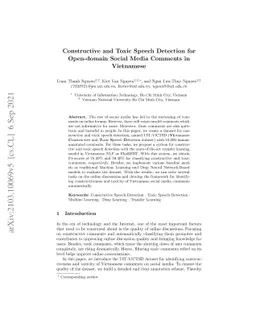 Constructive and Toxic Speech Detection for Open-domain Social Media
  Comments in Vietnamese