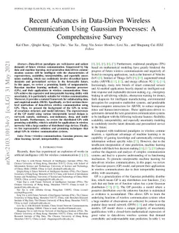 Recent Advances in Data-Driven Wireless Communication Using Gaussian
  Processes: A Comprehensive Survey