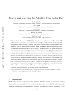 Search and Matching for Adoption from Foster Care
