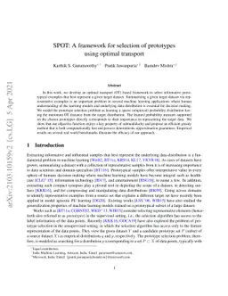 SPOT: A framework for selection of prototypes using optimal transport
