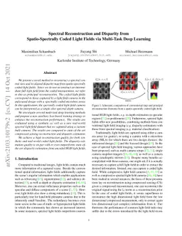 Spectral Reconstruction and Disparity from Spatio-Spectrally Coded Light
  Fields via Multi-Task Deep Learning