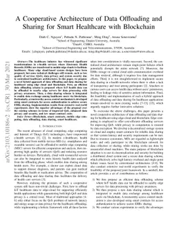 A Cooperative Architecture of Data Offloading and Sharing for Smart
  Healthcare with Blockchain