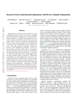 Beyond Trivial Counterfactual Explanations with Diverse Valuable
  Explanations