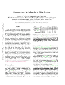 Consistency-based Active Learning for Object Detection