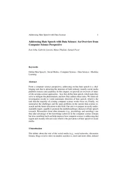 Addressing Hate Speech with Data Science: An Overview from Computer
  Science Perspective