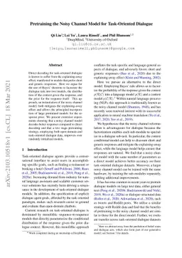 Pretraining the Noisy Channel Model for Task-Oriented Dialogue