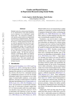 Gender and Racial Fairness in Depression Research using Social Media