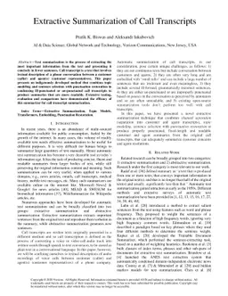 Extractive Summarization of Call Transcripts