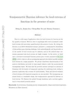 Semiparametric Bayesian Inference for Local Extrema of Functions in the
  Presence of Noise