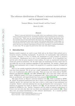 The reference distributions of Maurer's universal statistical test and
  its improved tests