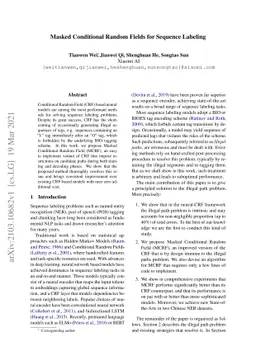 Masked Conditional Random Fields for Sequence Labeling