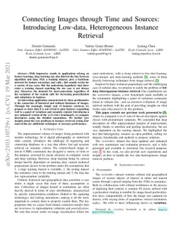 Connecting Images through Time and Sources: Introducing Low-data,
  Heterogeneous Instance Retrieval